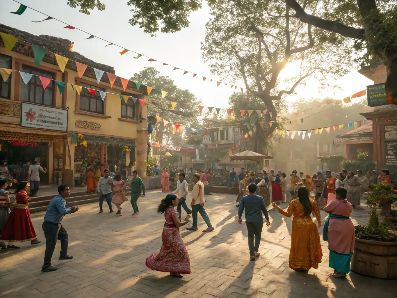 A photograph capturing a community event organized by LES GAZELLES, showcasing diverse participants engaging in a cultural exchange activity.